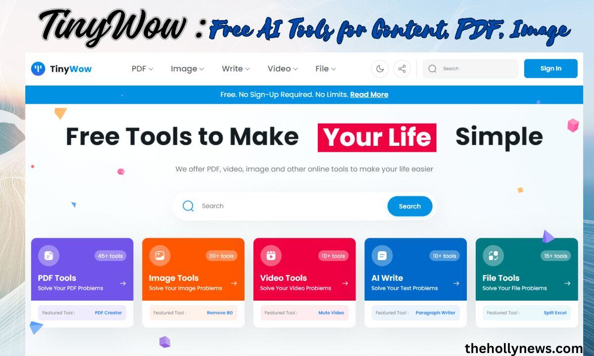 TinyWow: Free AI Tools for Content, PDF, Image and Others